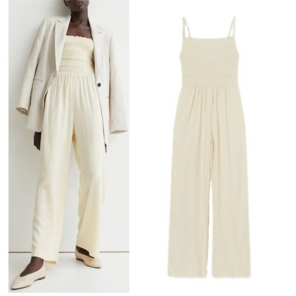 H&M basics Ruched jumpsuit | Ivory